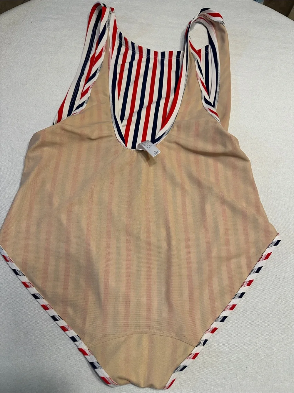 SWIM by Cacique Striped Bikini Top in Red, Navy & Beige